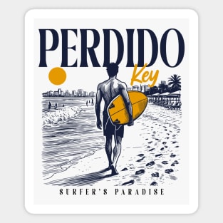 Vintage Surfing Perdido Key, Florida // Retro Surfer Sketch // Surfer's Paradise Magnet